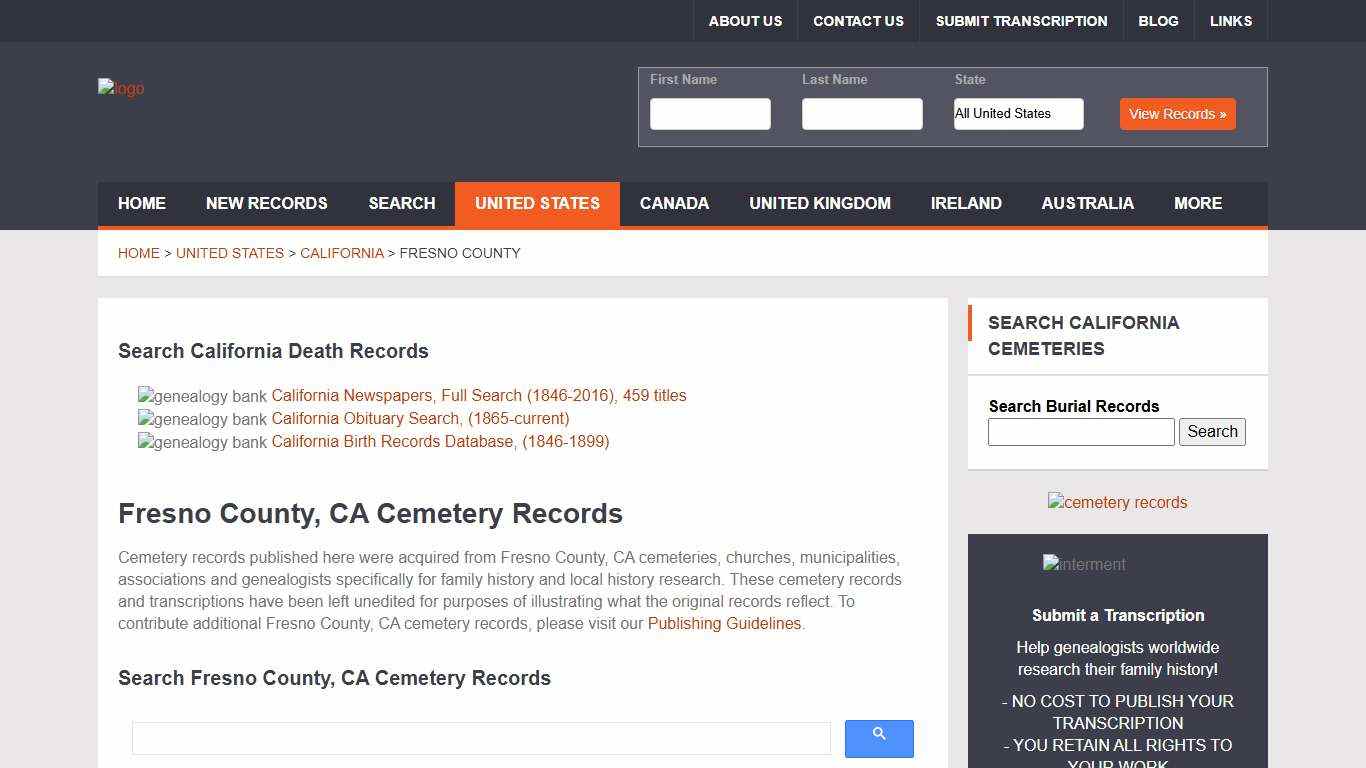 Fresno County Cemetery Records, California | Genealogy