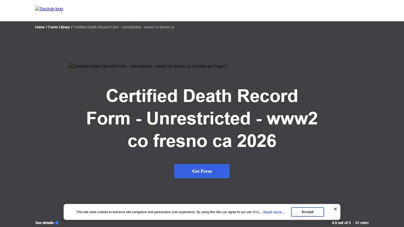 Certified Death Record Form - Unrestricted - www2 co fresno ca: Fill out & sign online | DocHub